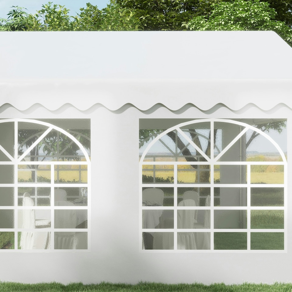 image 1 of Outsunny 4m Gazebo Garden Marquee Canopy Party Carport Shelter Garage Tent White