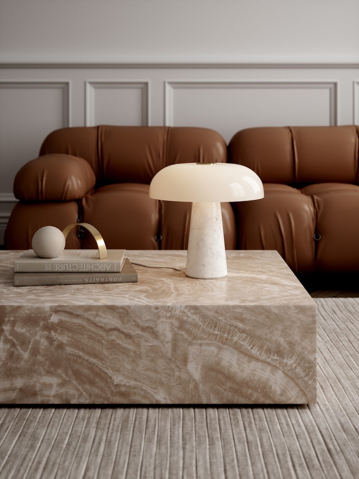 image 1 of Nordlux Glossy Indoor Table Lamp White Marble E27 Weighted Base - Mains Powered, IP20