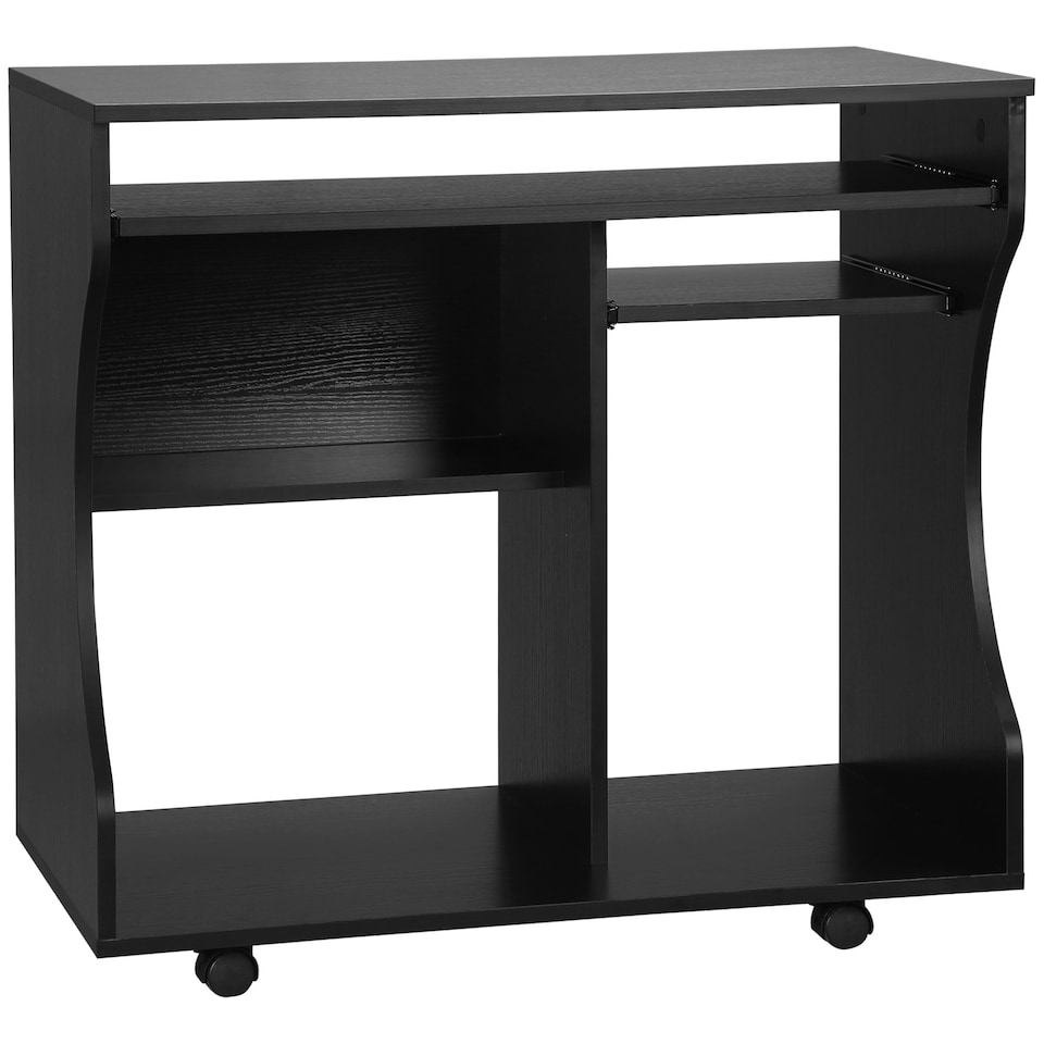 image 1 of HOMCOM Computer Table Study Desk with Sliding Keyboard Tray, Black