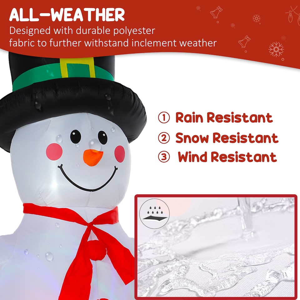 image 1 of Outsunny Blow Up Christmas Inflatable Snowman for Indoor Outdoor Home Decor | White