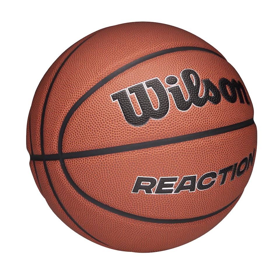 image 1 of Wilson Reaction Plus Basketball, Made From Durable Composite Materials With Deep Channel Design, Colour: Brown/Silver, Size: 7