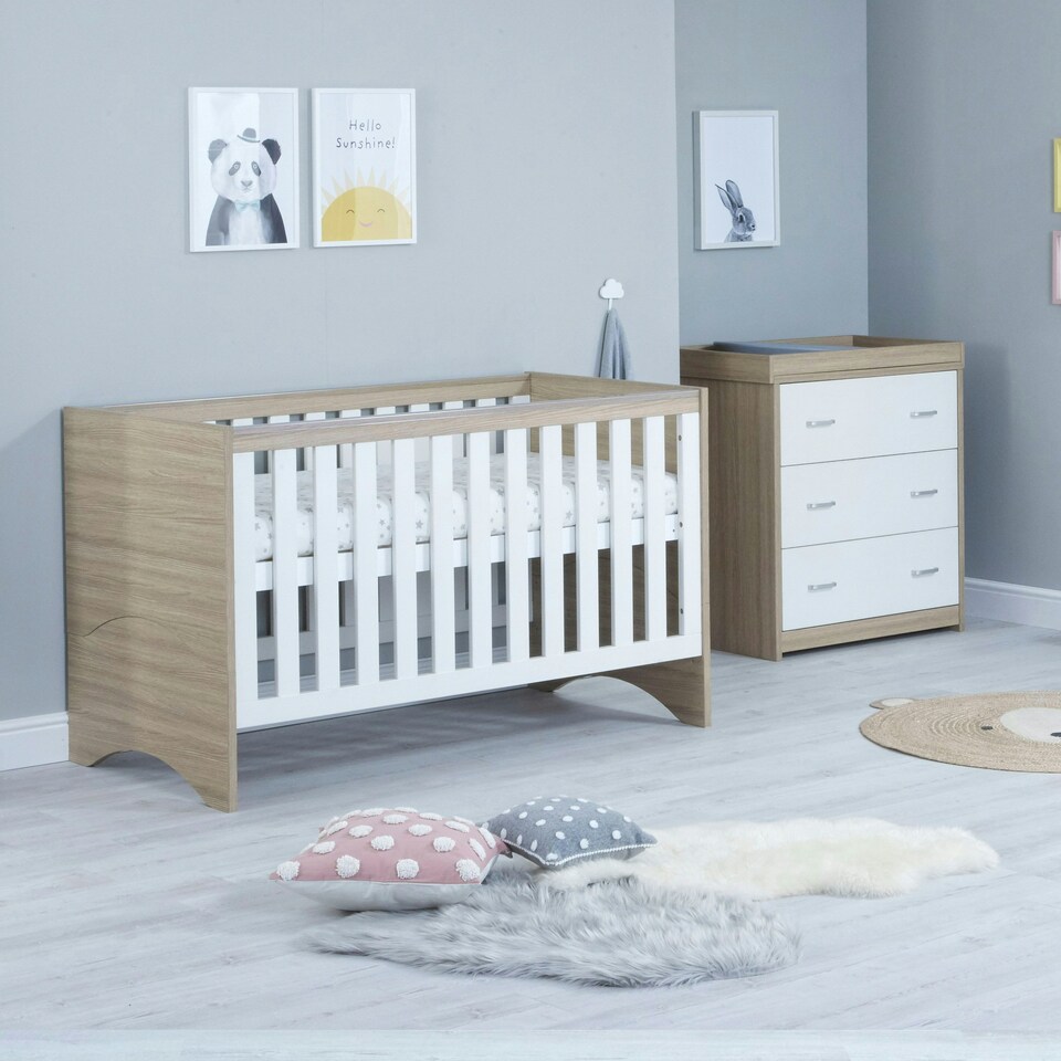 image 1 of Babymore Veni 2 Piece Room Set - Oak White