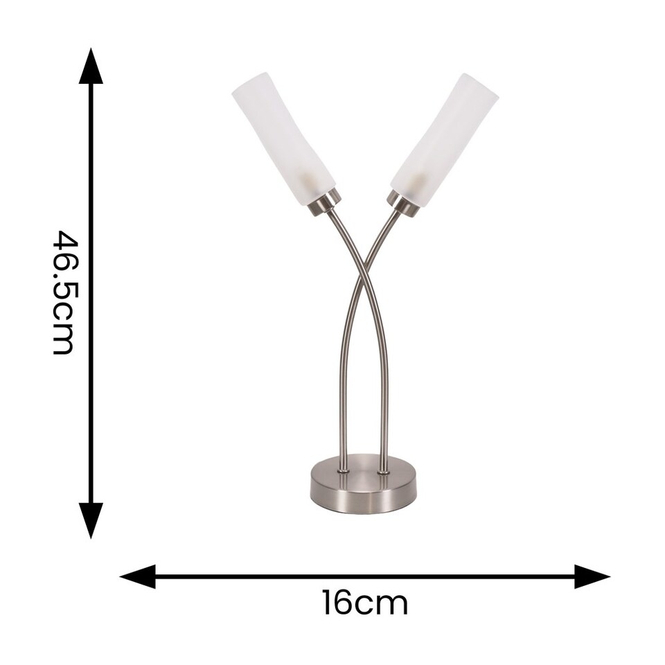 image 1 of ValueLights Maya Brushed Chrome 2 Way Curved Cross Over Table Lamp | Silver