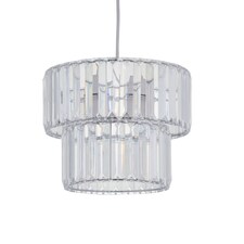 Clint - Clear Acrylic Crystal Two Tier Easy Fit Pendant Shade | Clear | Chrome | Medium | 1