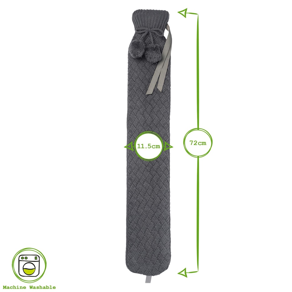 image 1 of Nicola Spring Knitted Long Hot Water Bottle & Cover Set - Cream