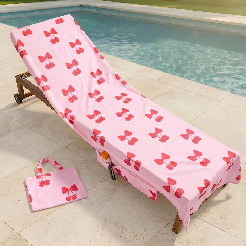 image 1 of OHS Bows Beach Towel with Bag Quick Dry Absorbent Travel Spa