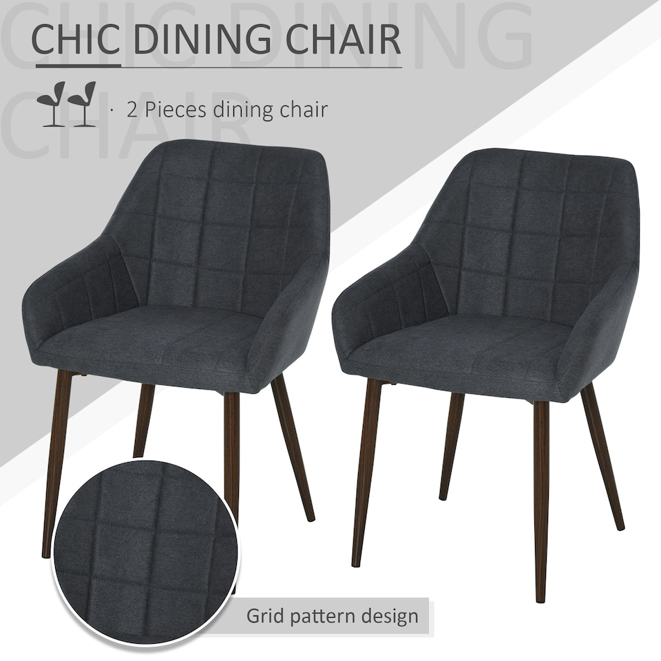 image 1 of HOMCOM 2 Pieces Dining Chair with Sponge Padding Metal Leg Home Office