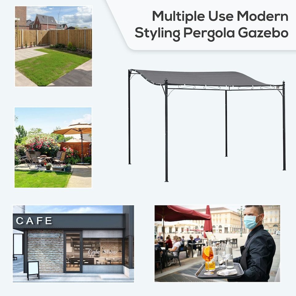 image 1 of Outsunny 3m x 3m Gazebo Garden Pergola Canopy Sun Shade Shelter Soft Top