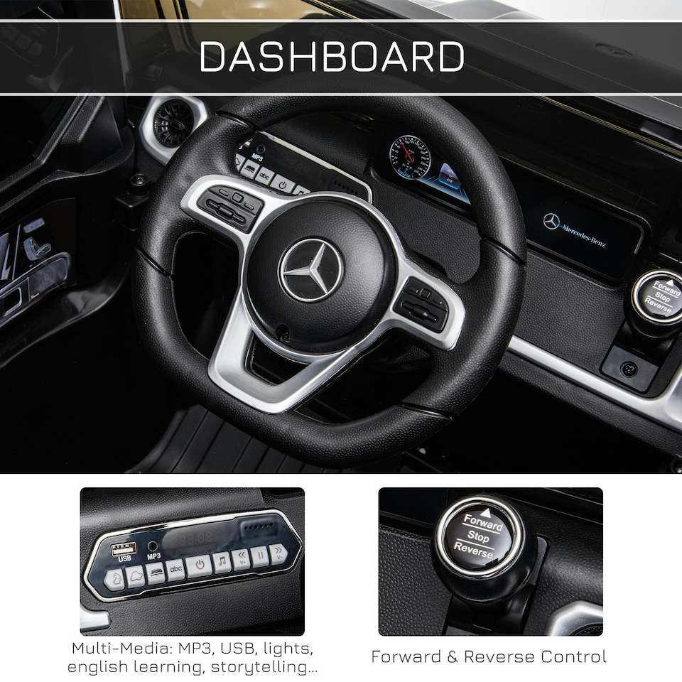 image 1 of HOMCOM Mercedes Benz G500 12V Kids Electric Ride On Car w/ Remote Control Black