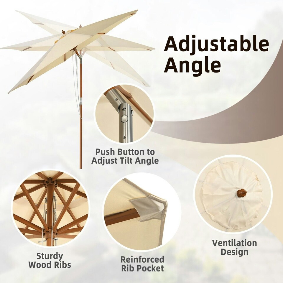 image 1 of COSTWAY 2.7M Outdoor Patio Umbrella Garden Parasol Sun Shade N/A