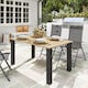 image 2 of Outsunny Garden Table with Parasol Hole, Slatted Metal Tabletop, Brown | Brown | Brown | 150L x 90W x 73H cm