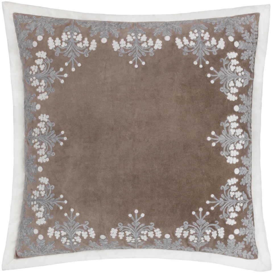 image 1 of Paoletti Embroidered Cushion, Taupe, 50 x 50cm
