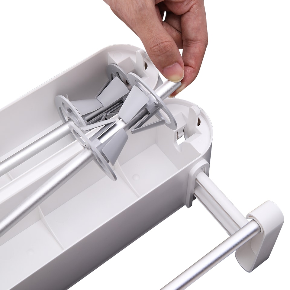 image 1 of Living and Home Dual-Layer Magnetic Wrap Dispenser with Cutter | White