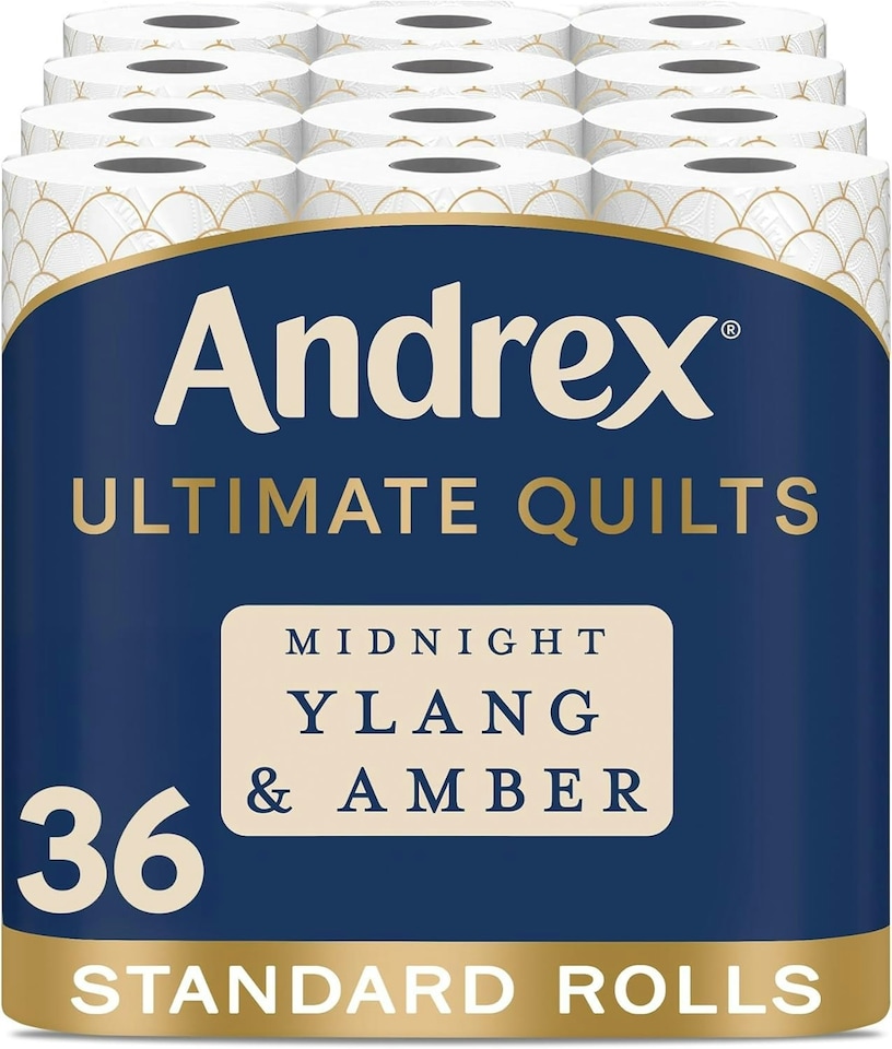 image 1 of Andrex Ultimate Quilts Toilet Tissue 36 Rolls with Midnight Ylang & Amber Fragrance, Air Pocket Technology for Soft, Thick Sheets - 36 Quilted Toilet Rolls