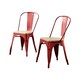 image 1 of Furniturebox 2x Colton 'Tolix' Style Red Metal Dining Chairs Wood Seat