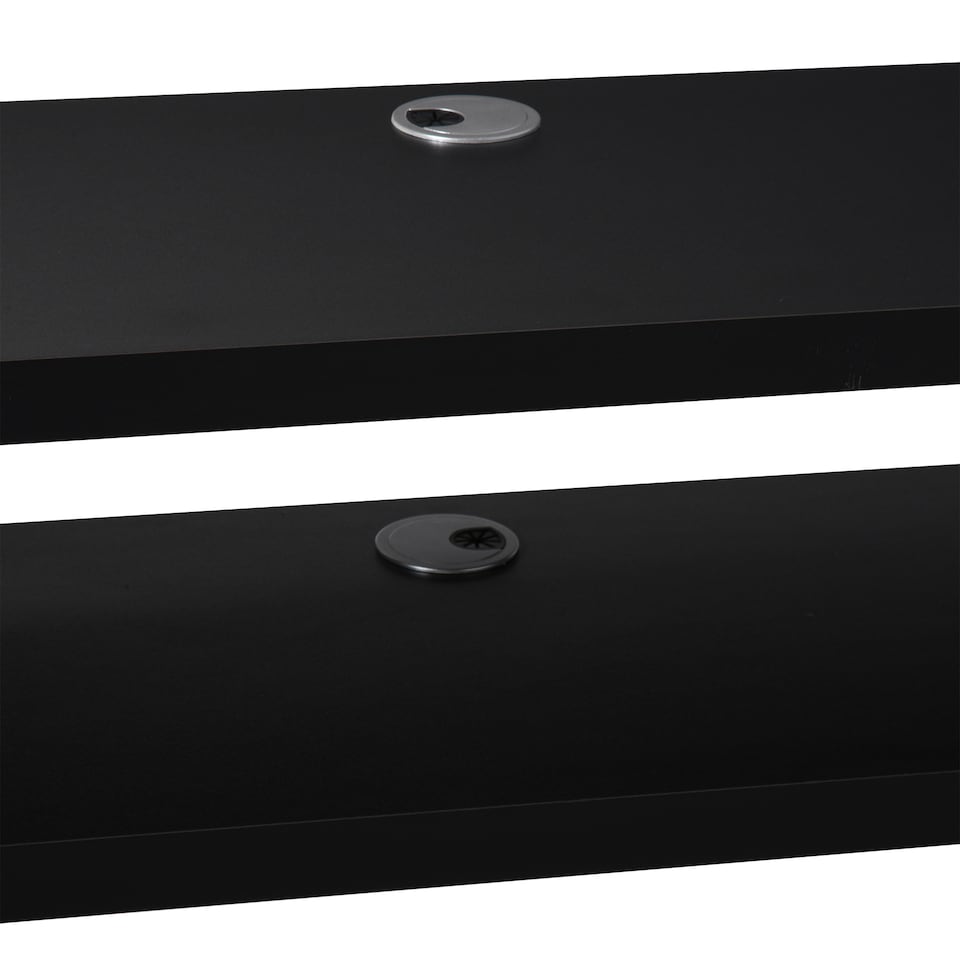 image 1 of HOMCOM Floating TV Unit, Wall Mounted TV Stand with Open Shelf and 2 Cable Holes, Entertainment Unit for Living Room, Black