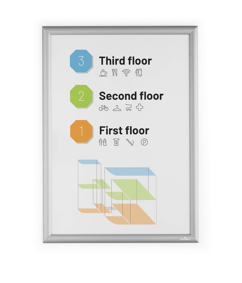 image 1 of Durable Aluminium Snap Frame Retail Clip Poster Holder Notice Board | A2 Silver | Silver