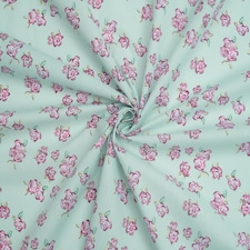 Turquoise Printed Polycotton Fabric for Dressmaking, 112.5cm / 44" Wide - per metre