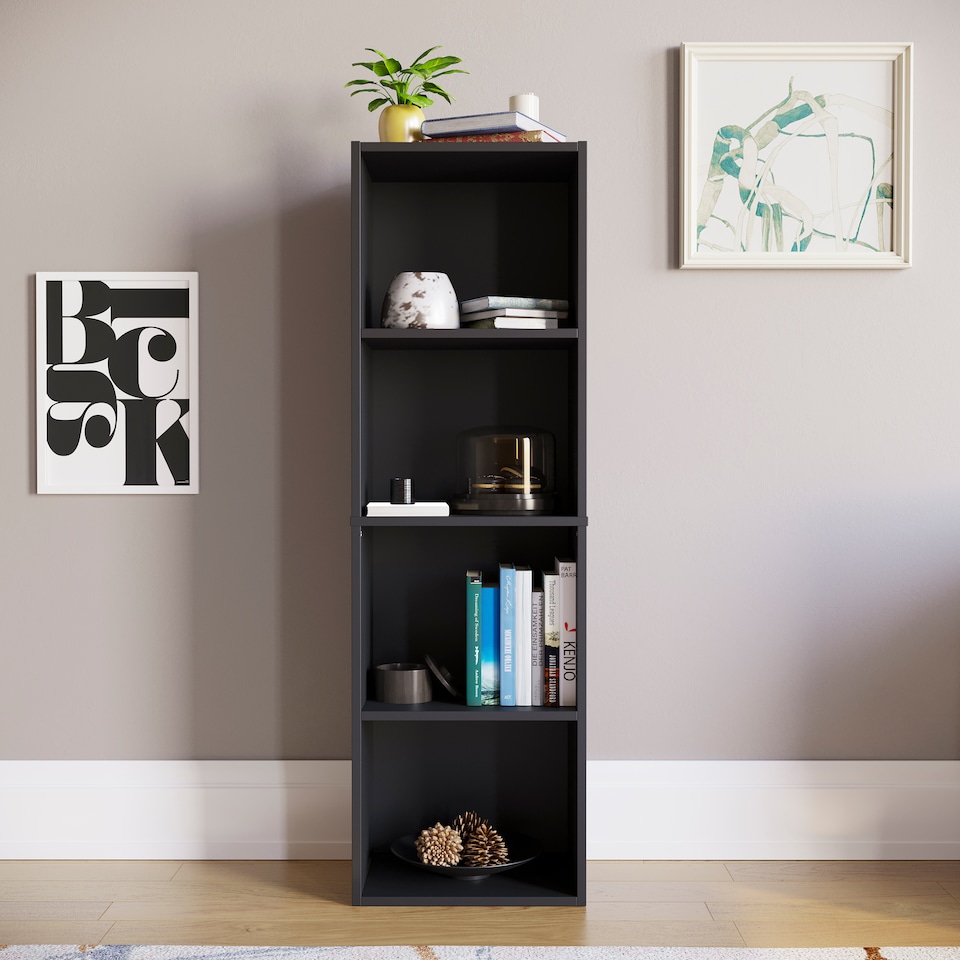 image 1 of Vida Designs Oxford 4 Tier Cube Bookcase Display Storage, Black