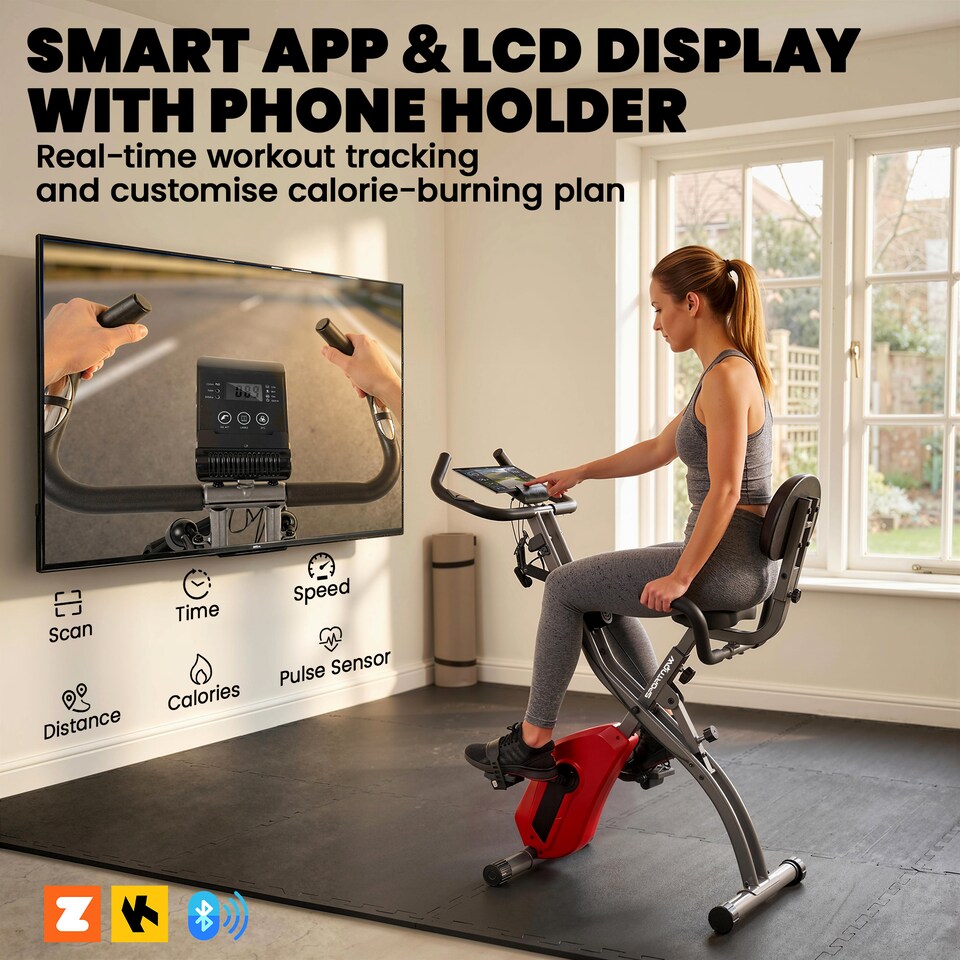 image 1 of SPORTNOW Folding Exercise Bike with Resistance Bands