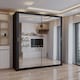 image 2 of Sliding wardrobes 4U Modern Full Mirror Sliding Door Wardrobe Multi Size (90-203cm) & Color Options | Black | Black 203cm