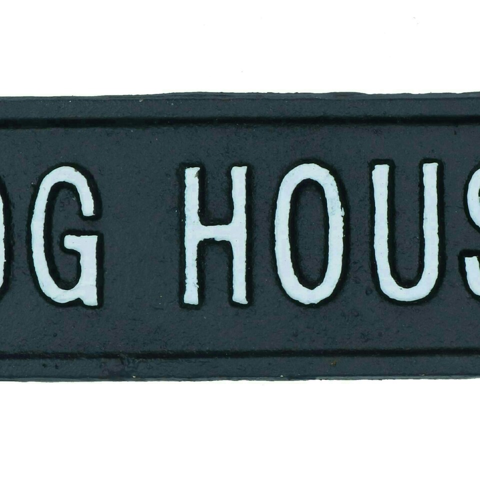 image 1 of Dog House Cast Iron Sign Plaque Wall Door Fence Gate Post House Garden Yard