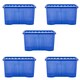 image 1 of Wham Crystal 5 x 60L Stackable Plastic Storage Boxes with Lids Blue