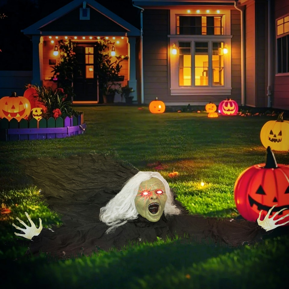 image 1 of Outsunny 183 cm Life Size Scary Halloween Decorations, Battery Operated