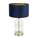 image 1 of ValueLights Jessy Glass Gold Table Lamp Navy Velvet Gold Inner Shade | Blue