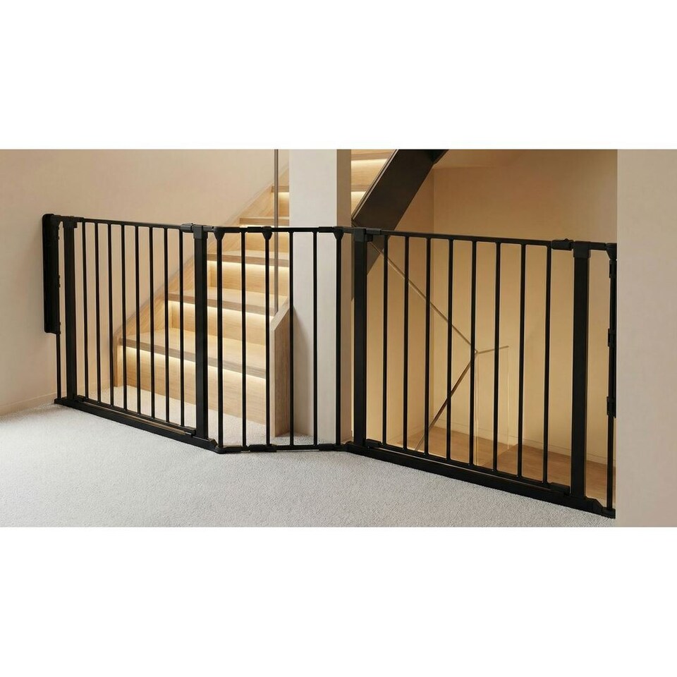 image 1 of Safetots Two Door Multi Panel Solution for Up and Down Staircases, Black, 174cm of length, includes 2 Door Opening Panels