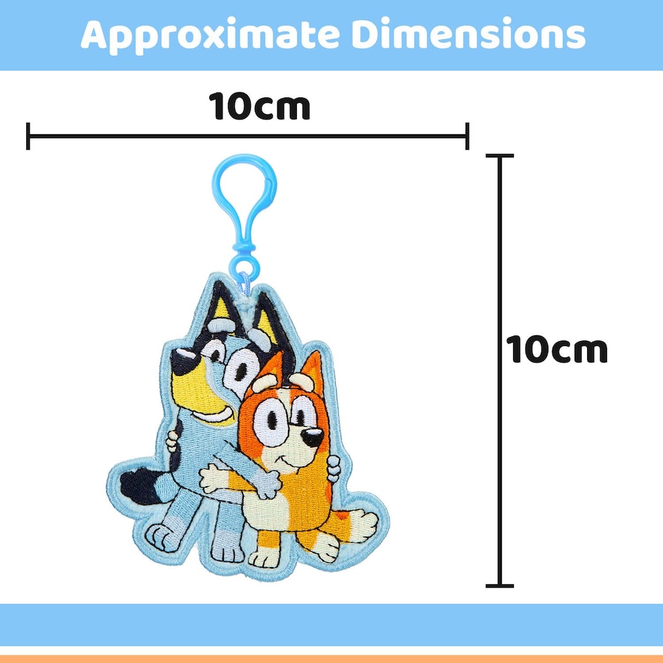 image 1 of PMS Bluey Embroidered Plush Bag Clip, 10cm - Children's Accessory