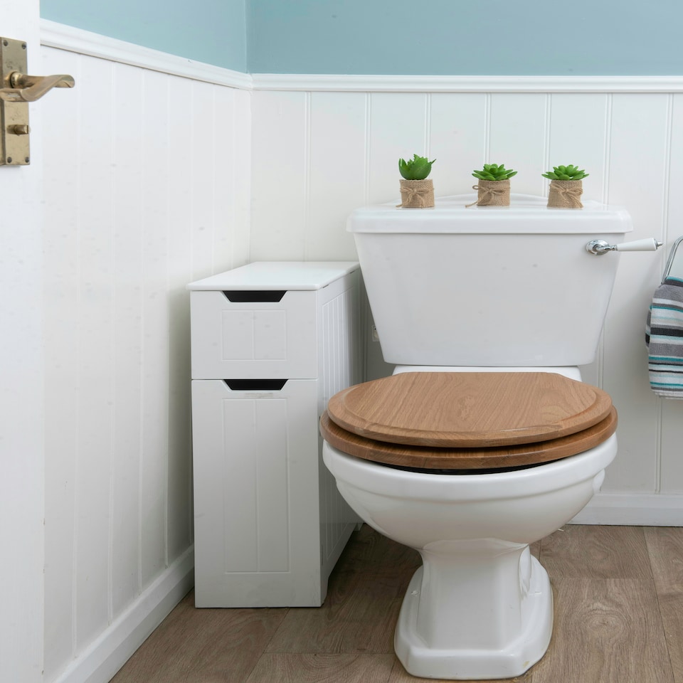 image 1 of Elegant Brands Sennen Super Slim Bathroom Storage Cabinet in White White