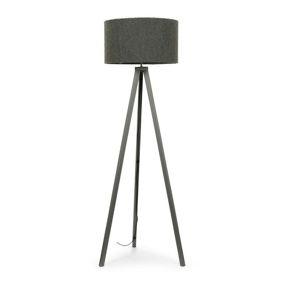 image 1 of ValueLights Barbro Grey Tripod Floor Lamp Drum Shade & Bulb