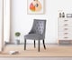 image 1 of Windsor Single Velvet Dining Chair Ergonomic Scoop Knockerback & Button Tufted Wood Legs | Grey | Dark Grey