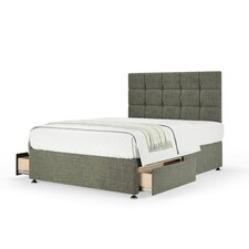 Neptune Spring Slate Linen 2 Drawer Divan Set And Pearl Headboard King Size