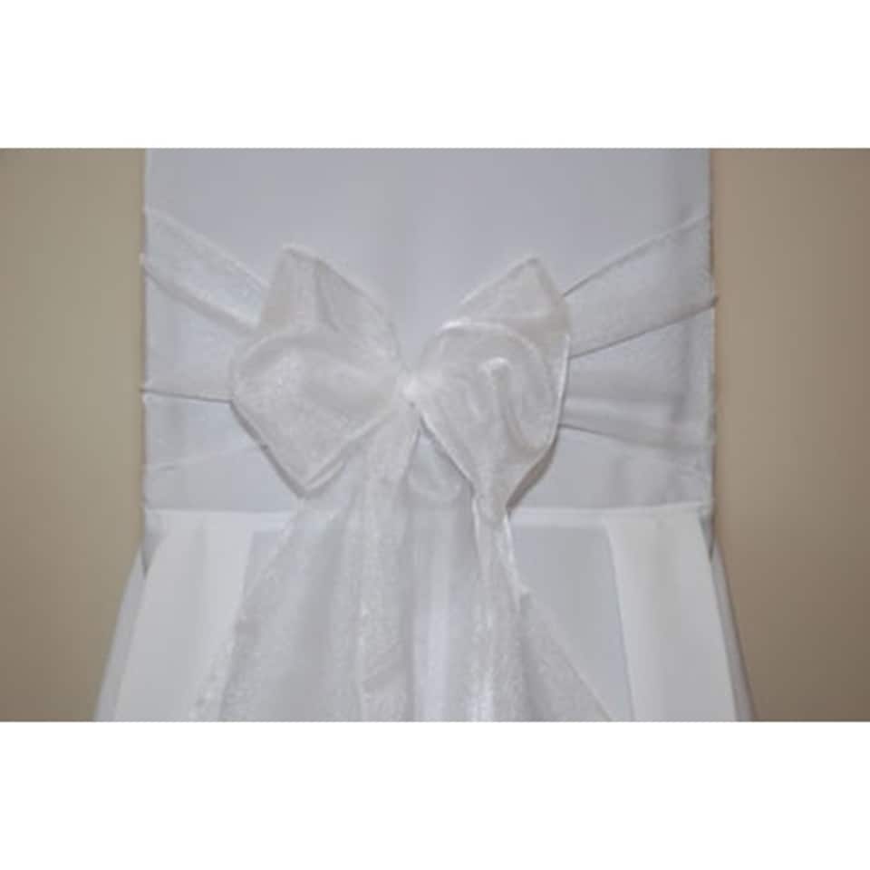 White Organza Wedding Chair Bow Tie - 3m x 22cm