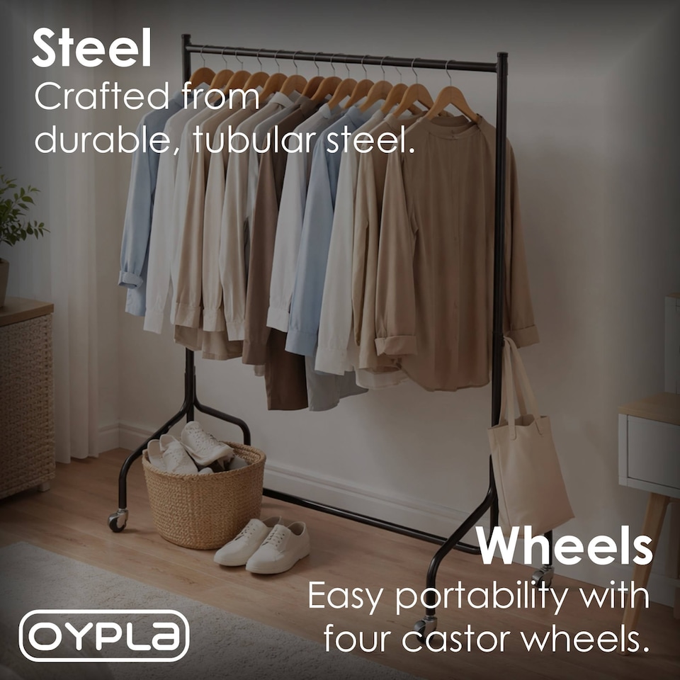 image 1 of 4ft Garment Clothes Rail Super Heavy Duty All Metal Black | Black