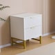 image 2 of Modern White Bedside Table with 2 Drawers and Gold Metal Legs  Elegant Storage Solution for Bedroom White
