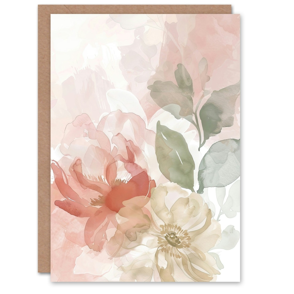image 1 of Pink Begonia Flowers Modern Watercolour Soft Her Birthday Card