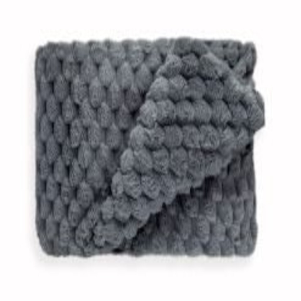 image 1 of Leah Collection Deluxe Throw in Charcoal (55" x 71") Grey | Grey