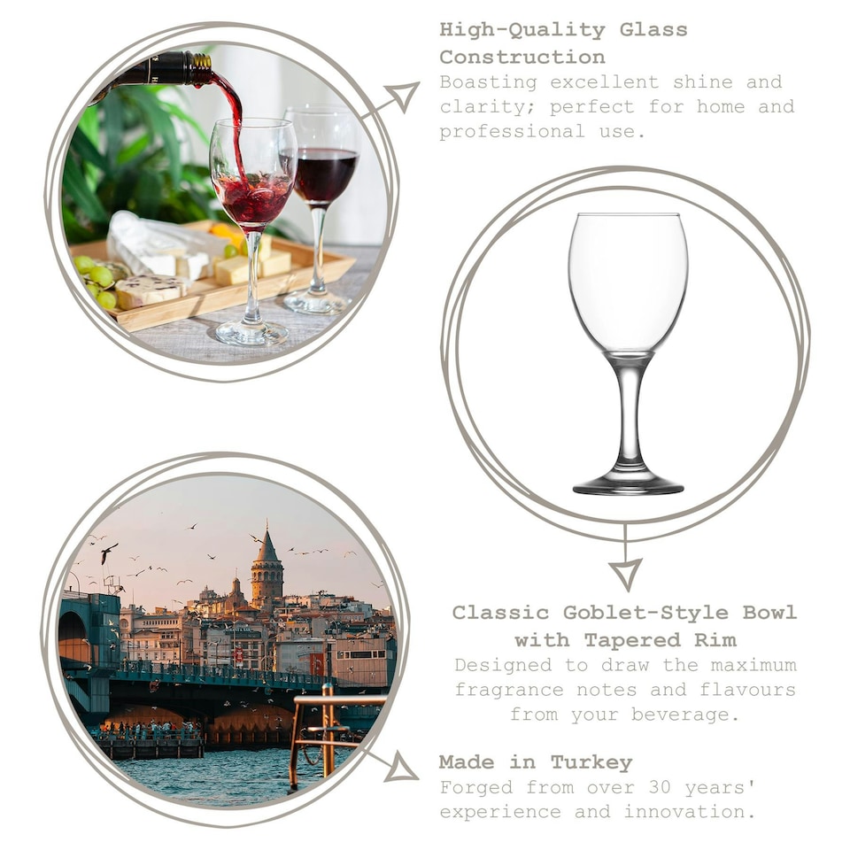 image 1 of LAV Empire White Wine Glasses - 245ml - Pack of 6