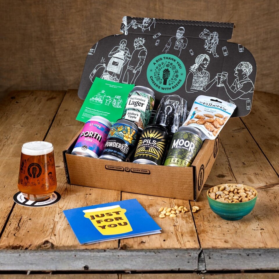 image 1 of QWERTY Beer Box Thank You Craft Lager Beer Gift Hamper