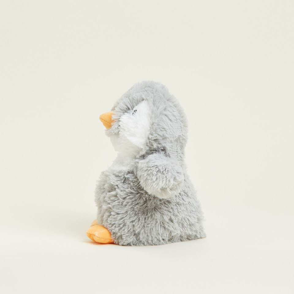 image 1 of Warmies Plush Grey Penguin Microwavable, French Lavender Scented and Weighted, Hot or Cold Soft Toy for Relaxation and Warm Relief, Suitable for All Ages