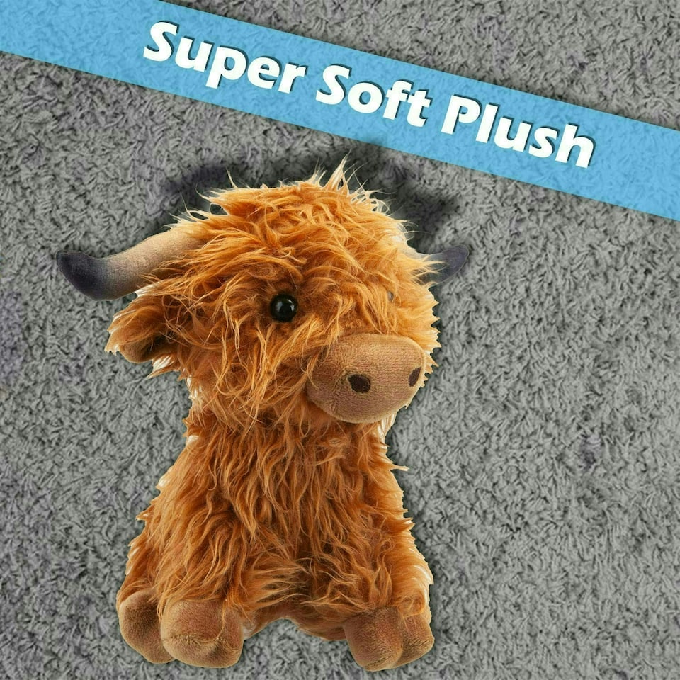 image 1 of Highlands Cow Soft Toy Cute Plushie Huggable Cuddly Stuffed Toy Gift 23cm Brown