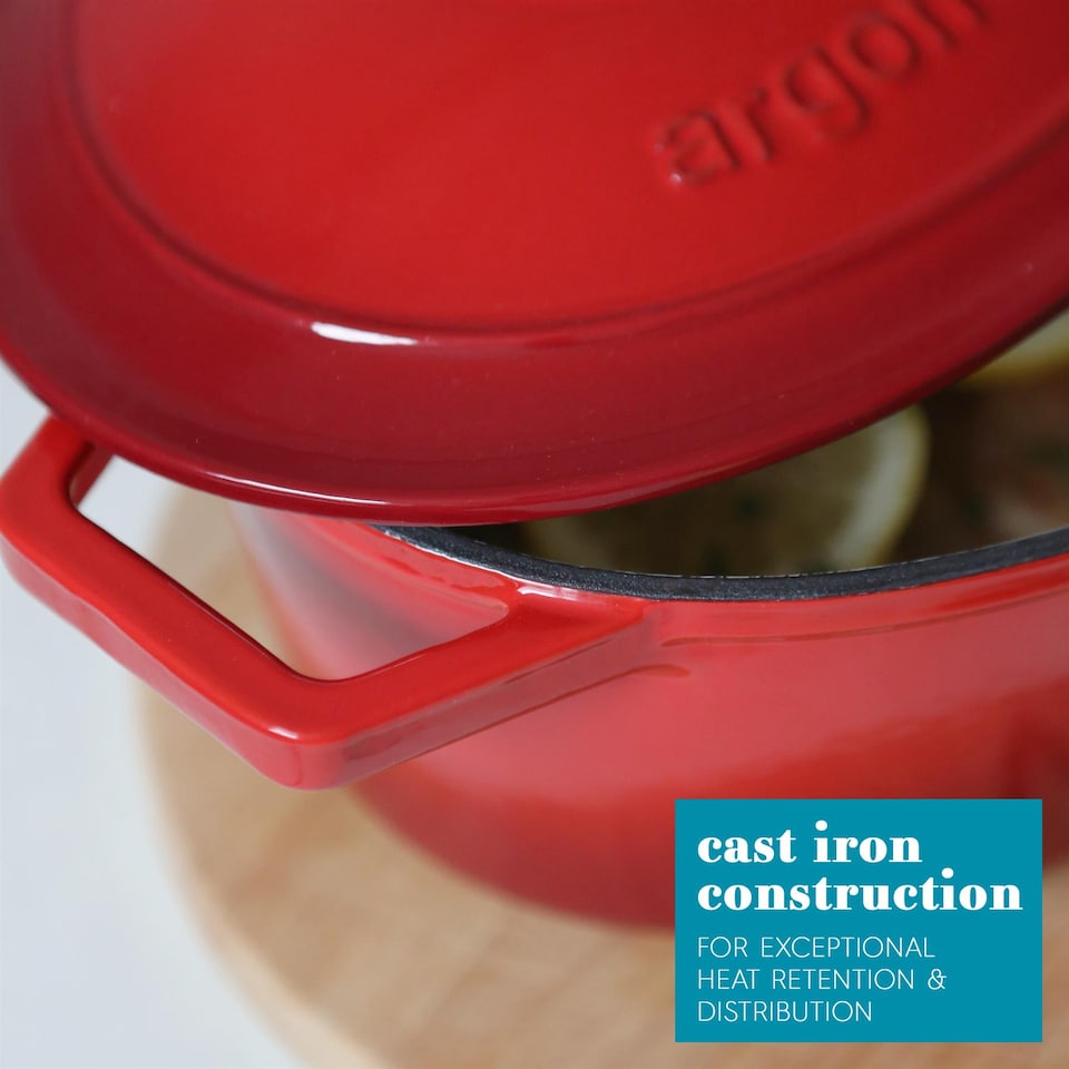 image 1 of Argon Tableware Oval Cast Iron Casserole Dish - 4.68L - Red Ombre | Red | Red Ombre | 1