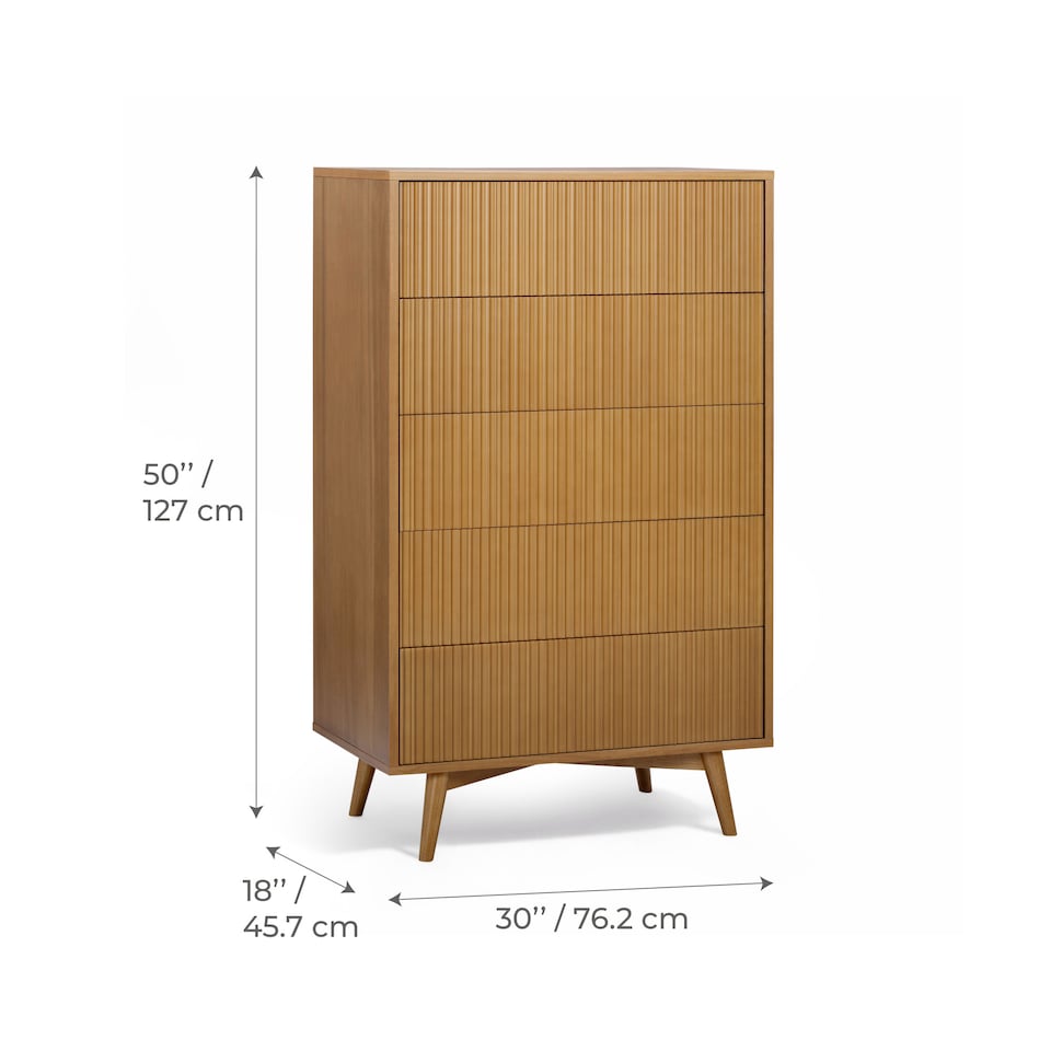 image 1 of Teamson Home Tremolo Chest of Drawers 5 Drawer Bedroom Dresser, Natural