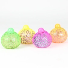 Stress Relief Squishy Squeeze Glitter Light Up Mesh Ball Toy 7cm