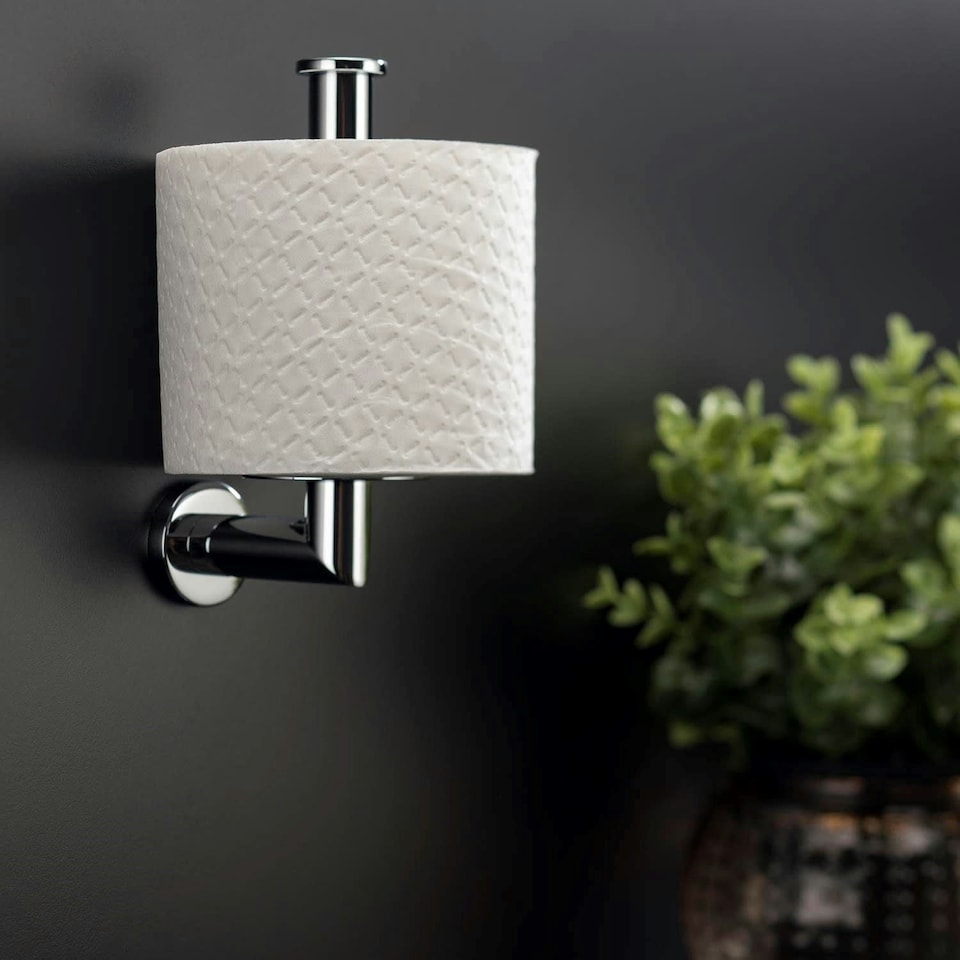 image 1 of Cosmic Wall Mounted Vertical Toiler Roll Holder with Durable Metal Light Grey