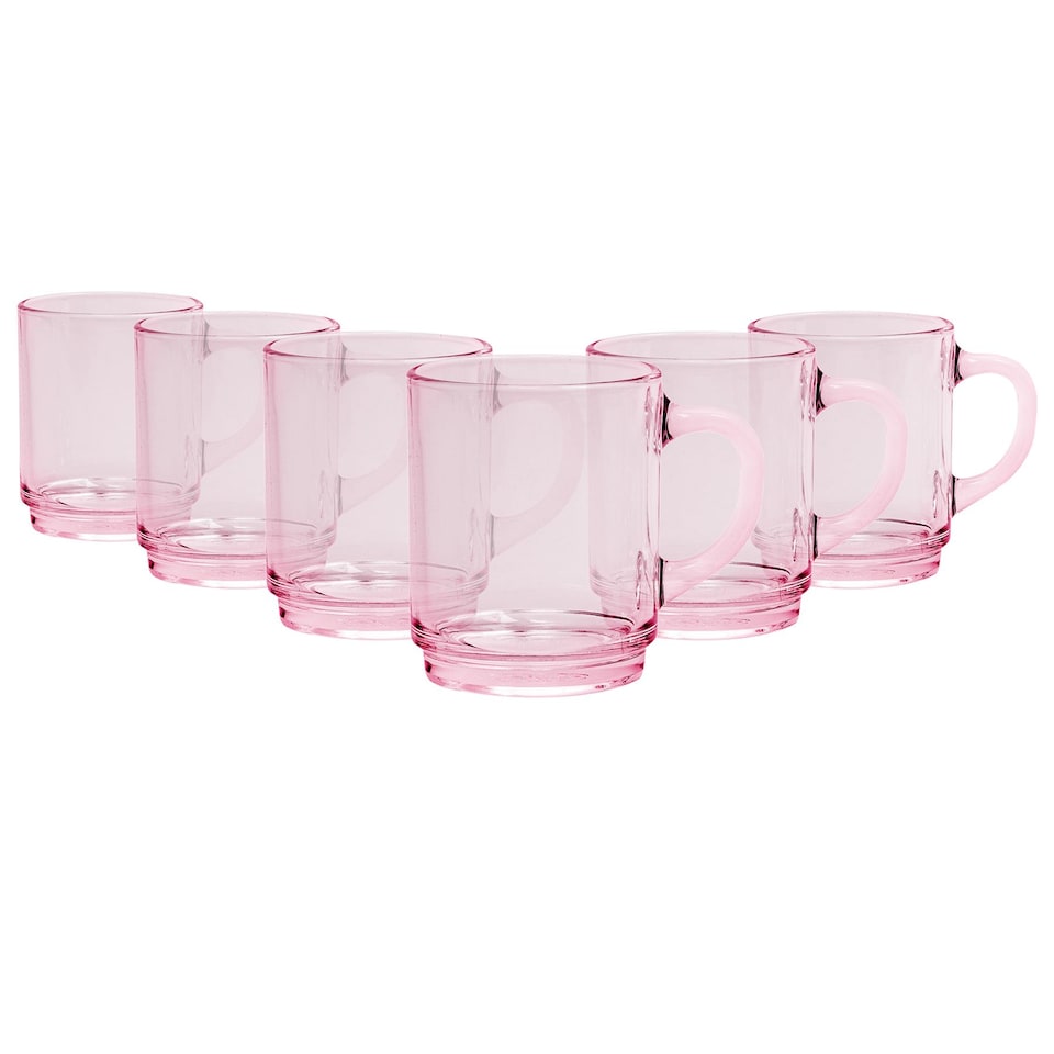image 1 of Duralex Versailles Glass Coffee Mugs - 260ml - Pink - Pack of 6