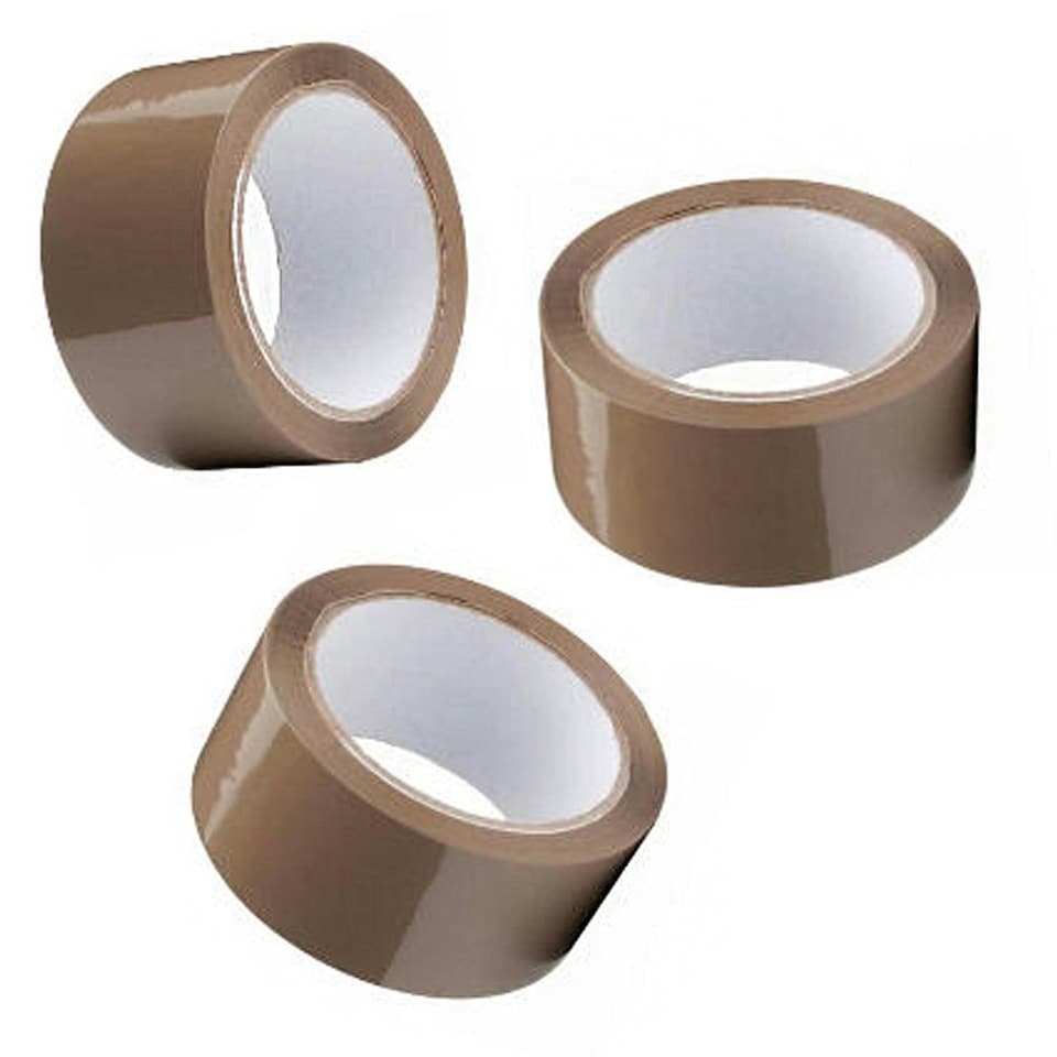 image 1 of 3 Rolls 50mm x 66m Brown Acrylic Super Sticky Packaging Tape for Sealing Parcels & Boxes